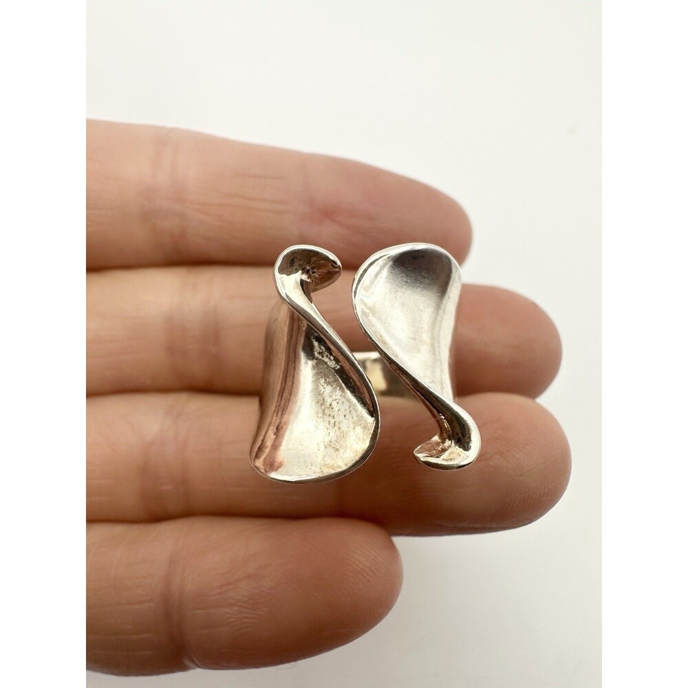 Vintage Modernist Adjustable Sterling Silver Ring Marked 925 Size 6